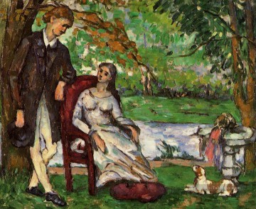 Couple dans un jardin Paul Cézanne Peinture à l'huile